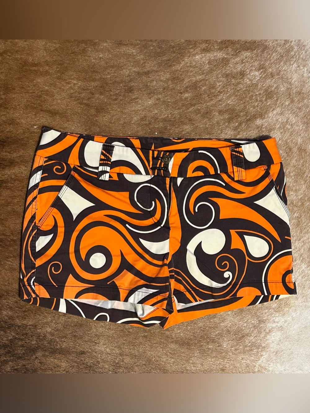 Bold Orange Swirl Loud Mouth Women's Shorts Size 6